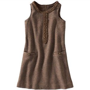 Land’s End Girls Gold Sparkle Tweed Dress